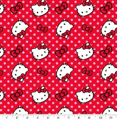 Feline Drive Fabric HELLO KITTY Polka Dot Red - Fat Quarter (18"x22") FQ - Image 1 of 4