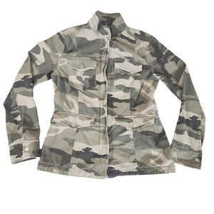 Ambercrombie Fitch Jacket Womens XS Army Green Camo Military Utility Drawstring - Picture 1 of 13