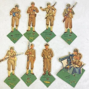 WW2 Ära 1940er Lot 8 Punch Out Die Cut Stand Up Papier Militär Soldaten #7 - Bild 1 von 11