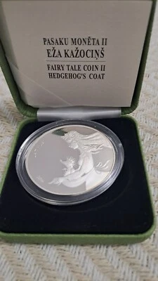 Latvia 2016 Silver coin Fairy Tale  Hedgehog ,pig  Lettland 5 euro Silbermünze - Image 1 of 4