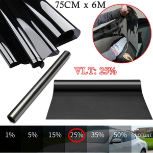 NEW 75cm x 6M BLACK WINDOW TINT FILM CAR VAN BUS TINTING DARK SMOKE 25% UK STOCK - Picture 1 of 12