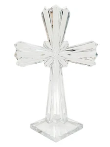 Statuina Croce Cristallo Piombo 24% Alta 10,5" Vintage Made in Slovenia BELLISSIMA - Foto 1 di 8