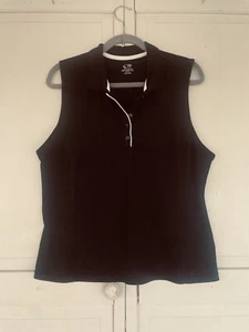 Champion Womens Top Polo Golf Tennis XXL Sleeveless Button Pullover Black - Picture 1 of 6