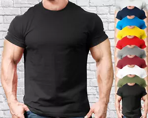 Mens Gym Fit T Shirt Fitted Style Muscle Fit Training Top Bodybuilding Fashion - Picture 1 of 11