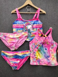 Wonder Nation Mädchen 2er Pack Einhorn Tankini Badeanzug mit UPF 50+ Rosa Plus XXL - Bild 1 von 7