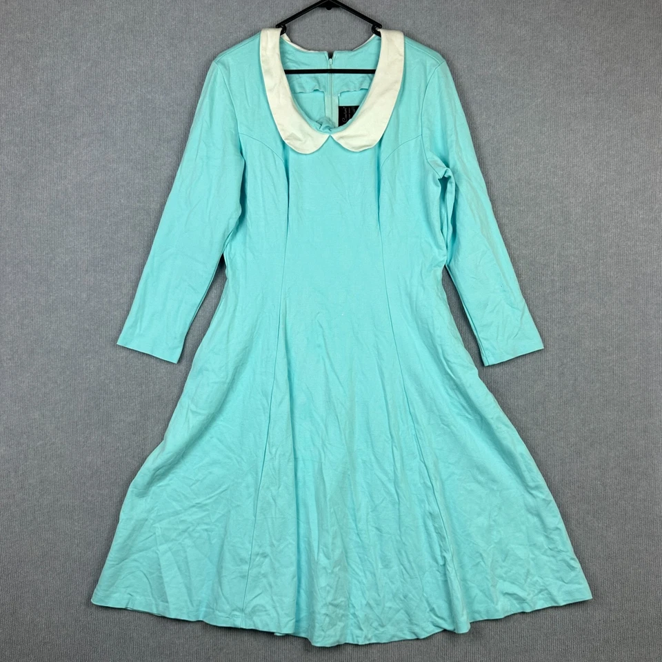 Vestido Pinup Couture para mujer 2X azul inspirado vintage mezcla de rayón elástico Foto 1 de 4