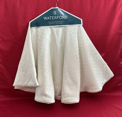 NEW Waterford Christmas Tree Skirt 54" Ivory luxurious embers linens - Image 1 of 4