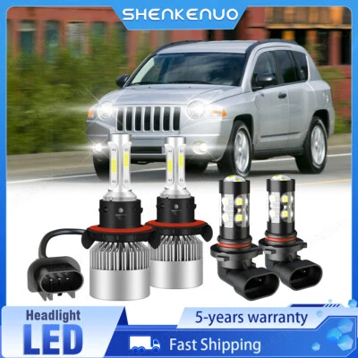 Combo de faros antiniebla altos/bajos LED para Jeep Compass 2007-2009 6000K 4X Foto 1 de 4