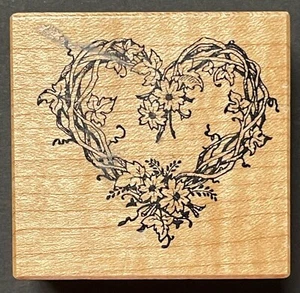 Grapevine Wreath Flowers Dry Twigs Vine Branches F-057 Wood Rubber Stamp - Picture 1 of 3