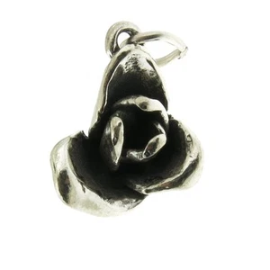 925 Sterling Silver Rose Charm Made in USA - Picture 1 of 4