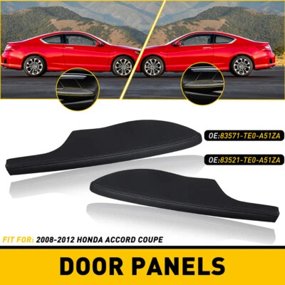 Fit 2008-12 Honda Accord Coupe Leather LH+ RH Front Door Panels Armrest Cover - Image 1 of 4
