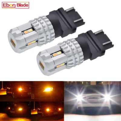 T25 3157 LED Car Bulbs Dual Color Switchback DRL Turn Signal Lights White Amber Foto 1 de 4