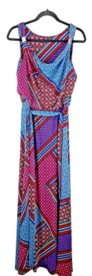 Calvin Klein Tank Maxi Vestido de Verão Feminino Médio Grego Estampa Geométrica Cinto Boho - Imagem 1 de 4