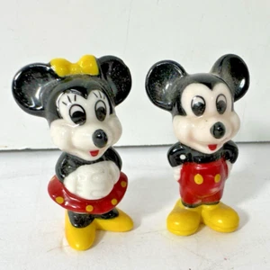 Vintage Walt Disney Mickey And Minnie Mouse Porcelain Figurines 2" tall READ - Picture 1 of 6