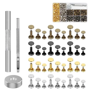 Metal Anti-rust Double Cap Rivets for Leather-crafts 6mm 8mm 12mm 240sets - Picture 1 of 11