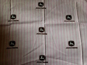 John Deere Pink Stripes With Brown Logo 1 Yard x 44" Cotton - Picture 1 of 5