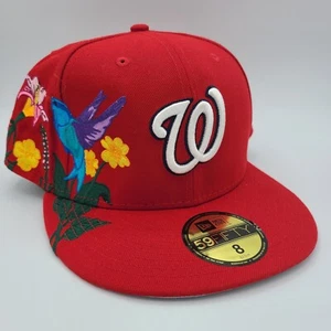 Washington Nationals Hat New Era 59Fifty Baseball Cap Humming Bird Bee Flowers - Picture 1 of 10