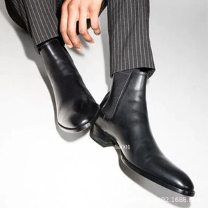 Britische Retro Echtleder Herren Spitz Business Chelsea Boots Western Cowboy - Bild 1 von 12