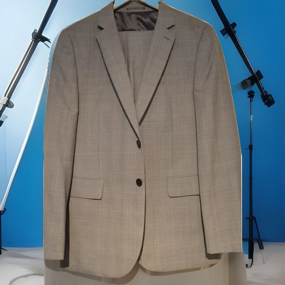 JAEGER ~ TRAJE DE TRABAJO/EMPRESA DE VERANO ELEGANTE GRIS A CUADROS LONDRES REINO UNIDO 42 UE 52 Foto 1 de 4