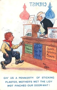 Early REG CARTER Chemist Sticking Plaster Humour postcard - Picture 1 of 2