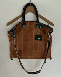 Gabs Franco Gabrielli Italy Patchwork Leather Convertible Tote Shoulder Bag - Picture 1 of 8
