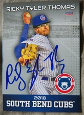 Chicago Cubs Ricky Tyler Thomas Signed 2018 Choice South Bend Cubs Auto Card