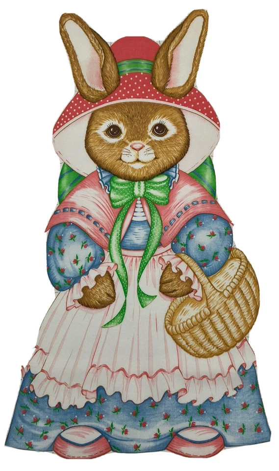 Vintage Story Book Bunny Rebecca Craft Fabric Panel Easter Cut N Sew Pillow Toy - Image 1 of 4