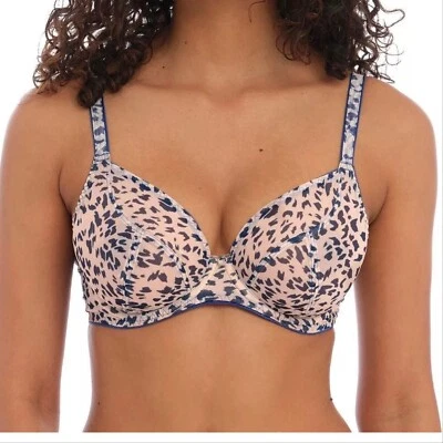 Freya Wild Side Bra Size 30E Blue Animal Underwired Plunge Balcony 401202 New - Image 1 of 4