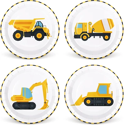 Platos de papel desechables para camión de volteo de 40 piezas de construcción fiesta de cumpleaños 4 de Foto 1 de 4