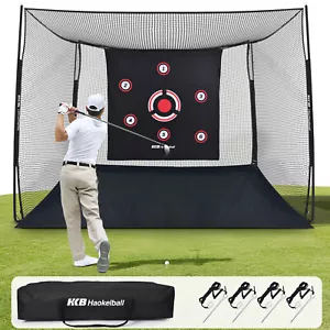 Haokelball Golf Net 10x8x6ft Heavy-Duty Golf Hitting Practice Net w/Target Cloth - Picture 1 of 18