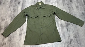 Vintage Vietnam US Army Satin Hemd Größe 14,5 OG-107 grün Knopfleiste Militär - Bild 1 von 13