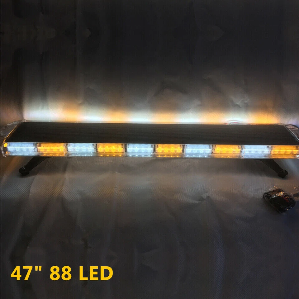88LED 47" Strobe Light Bar Emergency Beacon Warn Tow Truck Response Amber/White Foto 1 de 4