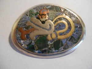 vintage hecho en mexico taxco metales sterling 925 tri metal pin or pendant - Picture 1 of 4