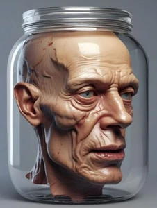 Halloween Decoration Man's Head In A Pickle Jar Picture - Picture 1 of 1