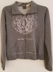 Volcom Gray Grey Jacket Sweater Size Sz Small S Full Zip Womens Graphic Logo - Picture 1 of 10