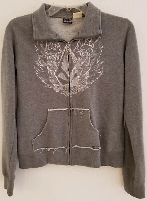 Volcom Gray Grey Jacket Sweater Size Sz Small S Full Zip Womens Graphic Logo - Image 1 of 4