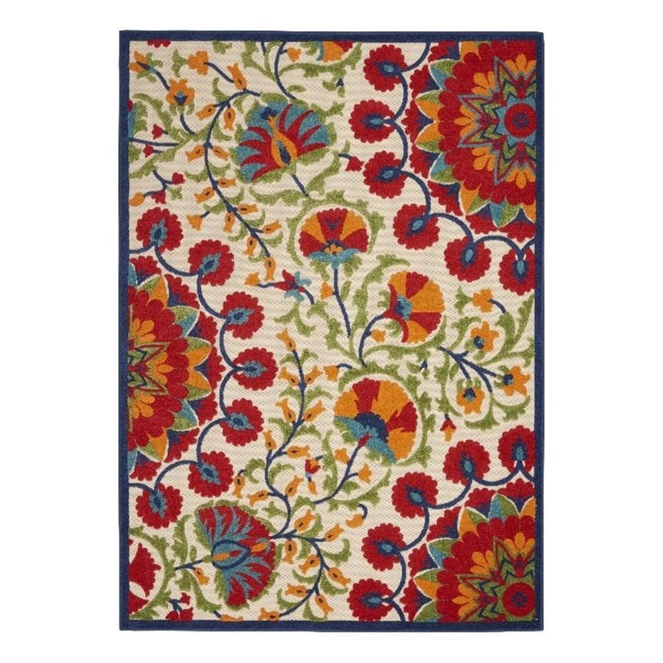 Nourison Aloha Modern Multicolor Floral Botanical Area Rug Red/Multi 5'3" '5"