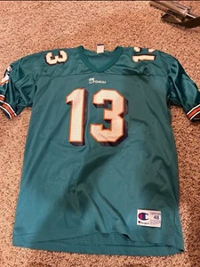 Vintage Champion DAN MARINO No. 13 MIAMI DOLPHINS (Size 48) Jersey TEAL - Picture 1 of 6