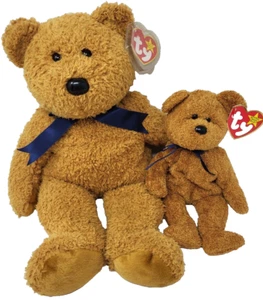 1999 Ty Beanie Buddies 13" Fuzz the Bear + 8" Beanie Baby *RETIRED* *BUNDLE* - Picture 1 of 9
