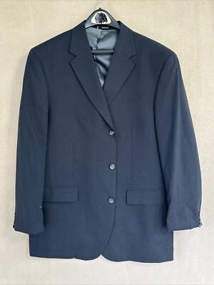 Abrigo Traje Pizarra Hombre 46L Largo Negro Azul Cuadros 100% Lana 3 Botones Sin Ventilación Foto 1 de 4