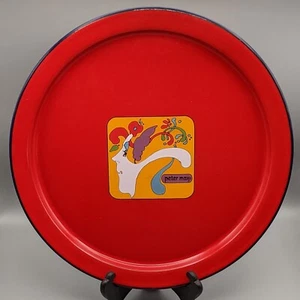 Vintage Peter Max Ernest Sohn Creations, rotes Metall Emaille Tablett 13,375" Retro Pop Art - Bild 1 von 12