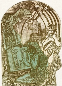 Art Print Etching Ex libris Bookplate by Pavel Hlavaty, Czech Republic - Picture 1 of 3