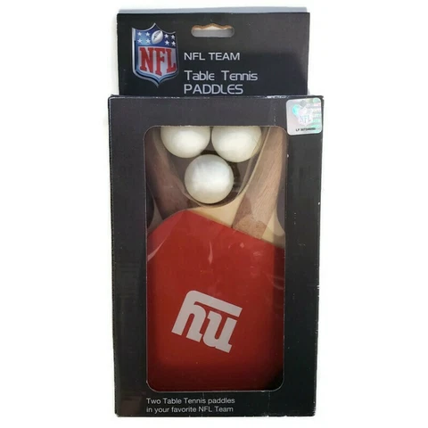 NFL New York Giants Ping Pong Set 2 Paddles With 3 Ping Pong Balls Table Tennis Cover