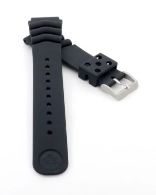 GEO-STRAPS Correa de reloj de buceo de caucho modelo Diver-Z20 negro 20 mm, comp. Seiko