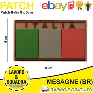 Patch Pièce PVC Italie Drapeau Tricolore Gomme Softair Uniforme Militaria Army - Zdjęcie 1 z 1