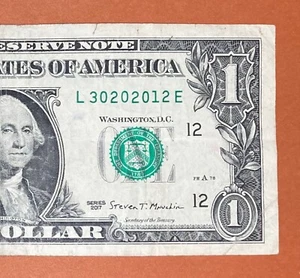 March 2 2012 ( L 30202012 E ) Birthday Note $1 One Dollar Bill ( 3 _ 2 _ 2012 ) - Picture 1 of 3