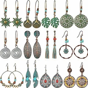 Juego de 30 pares/10 pendientes bohemios vintage pendientes colgantes conjunto de pendientes bohemios - Imagen 1 de 9