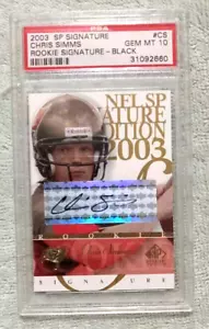 2003 SP Signature Chris Simms Black Ink Rookie Auto #CS ~ PSA Graded 10 Gem Mint - Picture 1 of 2