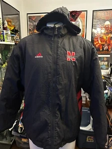 Vintage Nebraska Huskers Puffer Jacket - 2XL Adidas Black - Picture 1 of 6