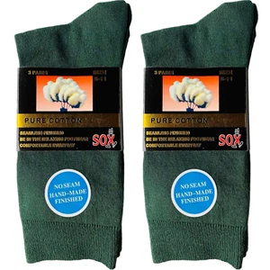 6 Pairs Dark Green Pure Cotton Seamless Crew Socks Office Work Dress Breathable - Bild 1 von 4